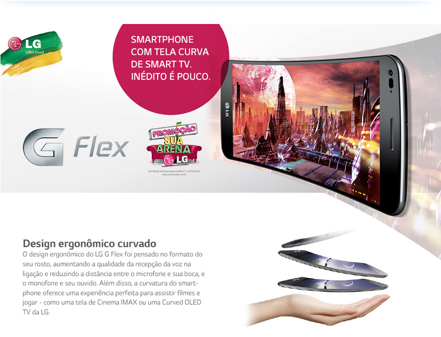 Celular Desbloqueado LG G Flex D956 Titanium com Tela Curva de 6”, Android 4.2, Câmera 13MP, 4G, NFC e Processador Quad Core de 2.3GHz