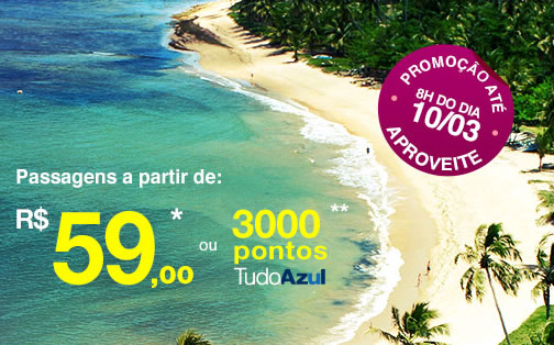 Promoção: Passagens aéreas a partir de R$ 59,90 na Azul