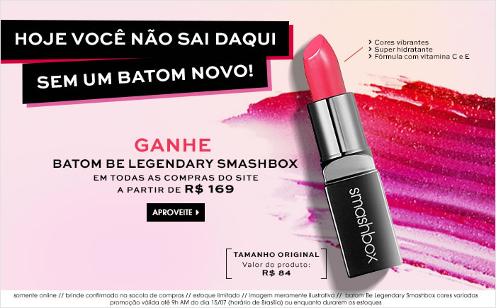 Sephora: Ganhe Batom Smashbox nas compras acima de R$ 169