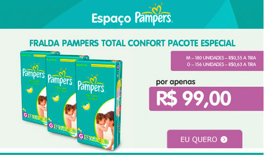 Fralda Pampers Total Confort com ótimo desconto na Kangoolu