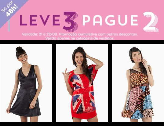 Leve 3 vestidos e pague 2 na Olook