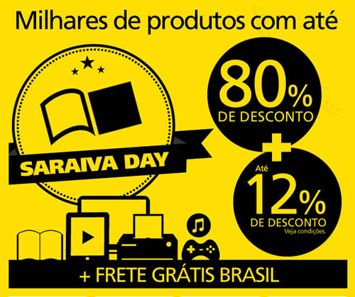 Tá rolando: Até 80% de desconto no Saraiva Day