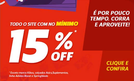 Netshoes: 15% de desconto em praticamente todo o site