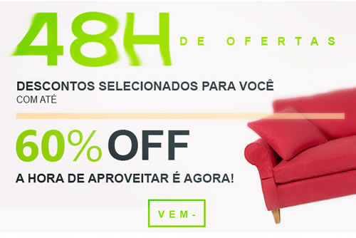 48h de ofertas com até 60% OFF + cupons de até 15% na Mobly