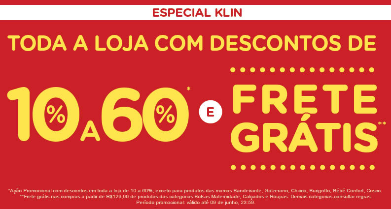 Desconto de até 60% na Loja KLIN