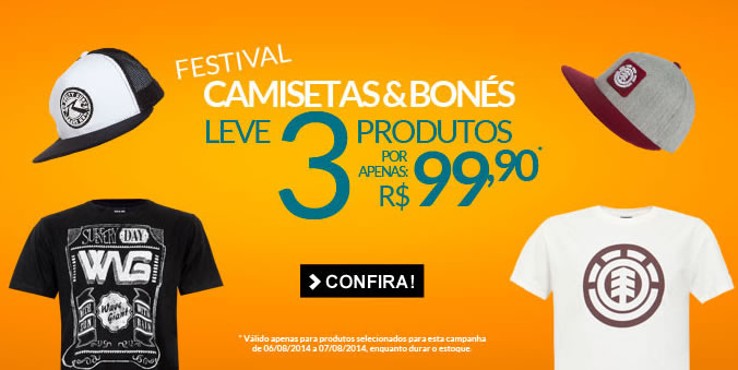 Leve 3 produtos por R$ 99,90 na Dafiti Sports; vale para seleção de camisetas e bonés