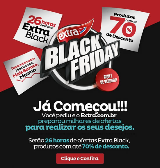 Black Friday Extra com até 70% de desconto