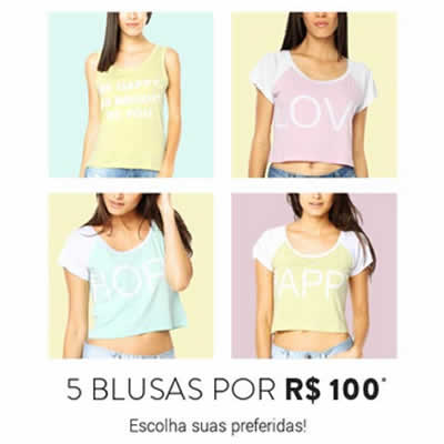 5 blusas por R$ 100 na Dafiti