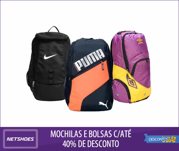 Bolsas e mochilas c/até 40% de desconto na Netshoes