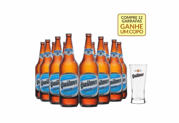 Compre cx c/12 cervejas Quilmes e ganhe um copo no Empório da Cerveja