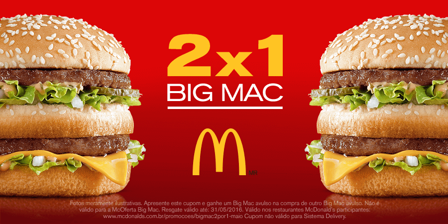 Compre 1 Big Mac avulso e ganhe outro Big Mac avulso no McDonald's