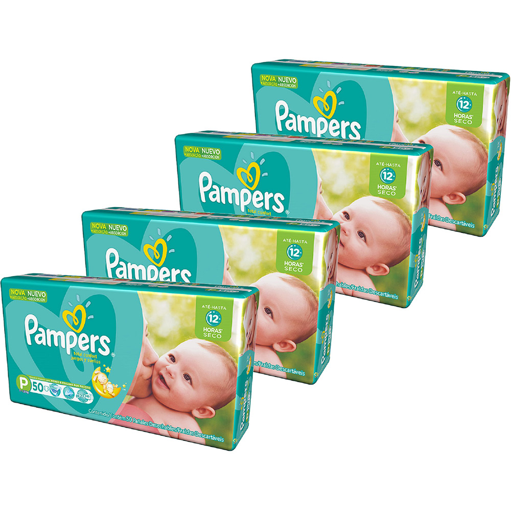 Kit 4 Fraldas Pampers Total Confort Mega por R$ 129,92 na Americanas