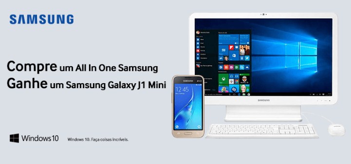 Compre All in One Samsung e ganhe Smartphone Samsung J1 Mini