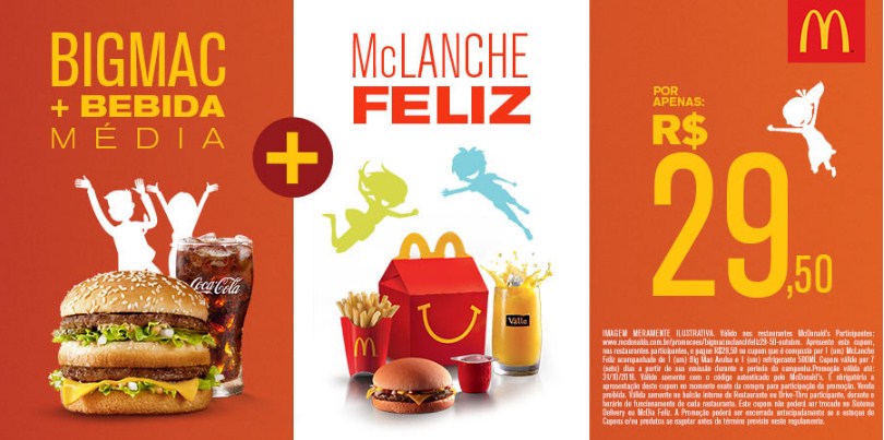 McLanche Feliz + Big Mac Avulso e 1 (um) refrigerante 500ml por R$ 29,50