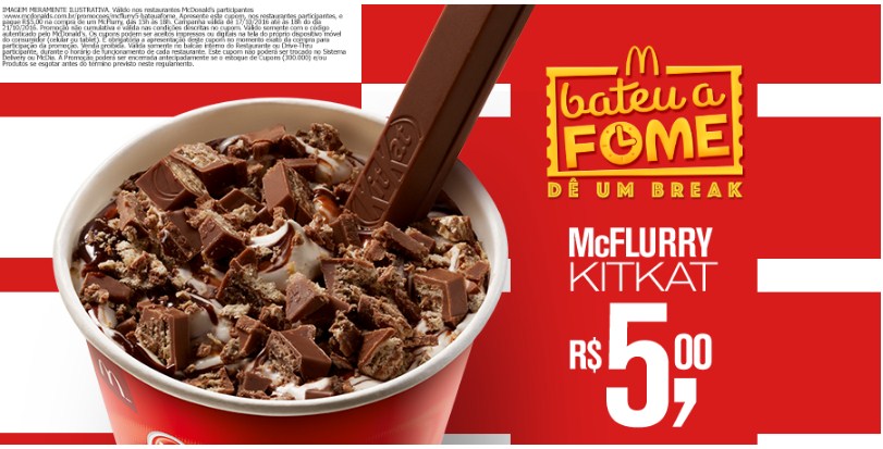 Cupom para para R$5,00 no McFlurry Kit Kat