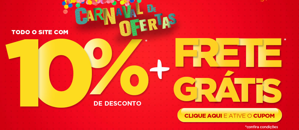 Carnaval de Ofertas Ricardo Eletro: Todo* site com 10% de desconto + Frete Grátis*