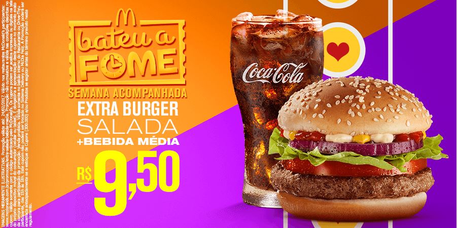 Extra Burger Salada + Refrigerante ou Del Valle Médio por R$9,50 com cupom McDonald's