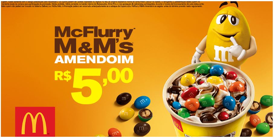 McFlurry M&Ms Amendoim por R$5,00 no McDonald's