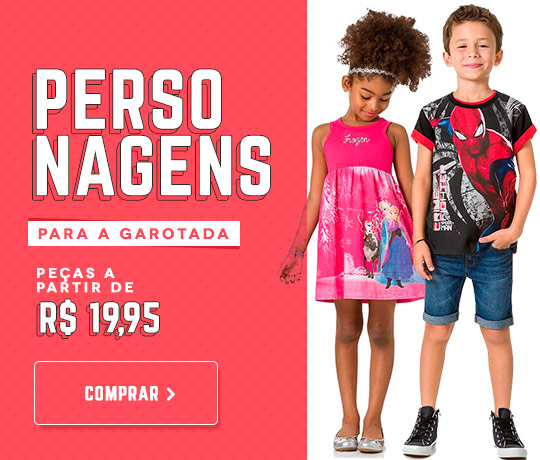 Roupas de personagens c/até 40% de desconto na Posthaus