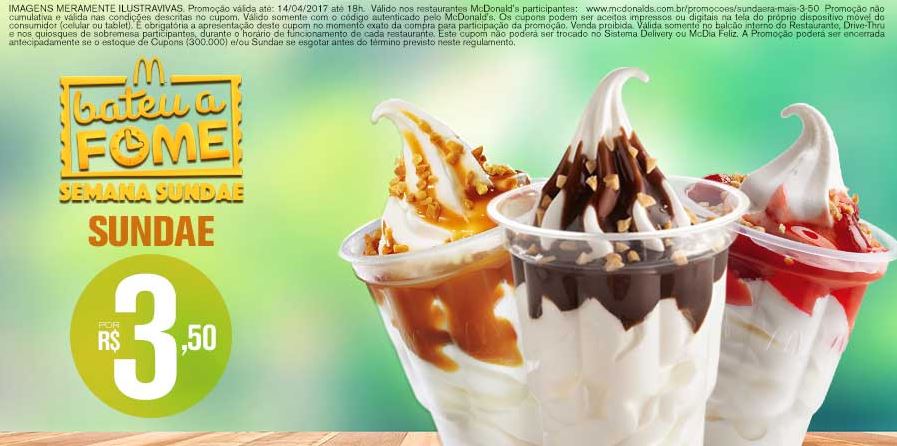 Sundae por R$ 3,50 com cupom McDonald's