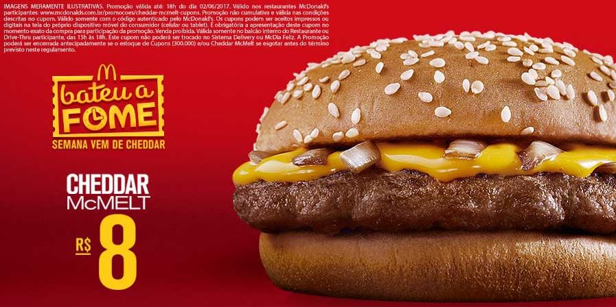 Cheddar McMelt por apenas R$8 no McDonald's