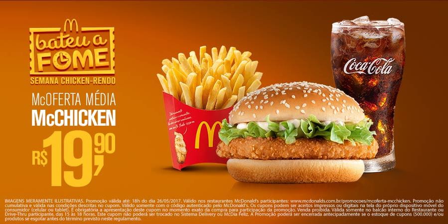 McOferta Média McChicken por apenas R$19,90