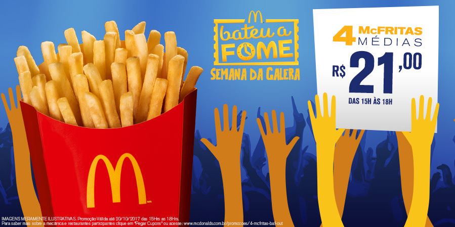 4 McFritas Médias por R$21 no McDonald's